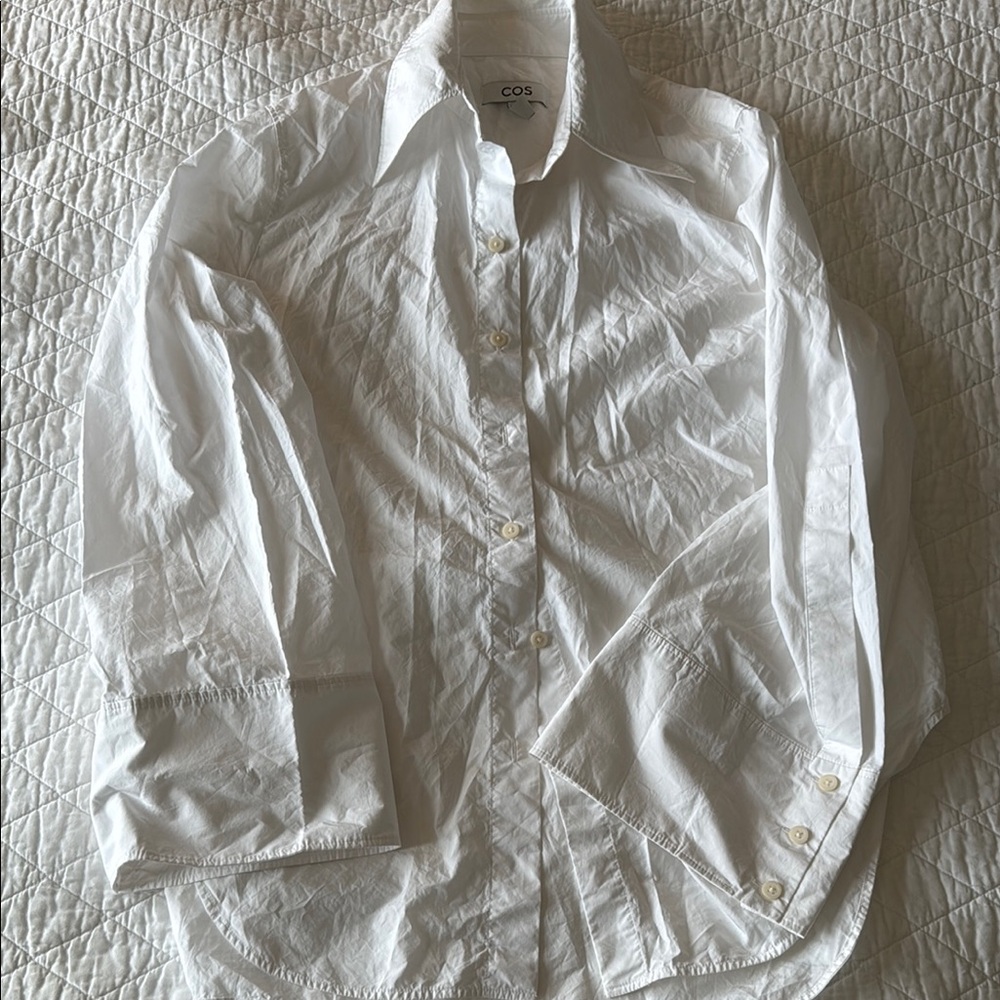 COS White Dress Shirt Crisp Cotton Business Attire